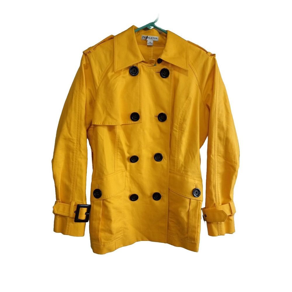 Pendleton Women's Size 6 Buttons Down Strappy Blazer Utility Jacket Yellow Cotto
